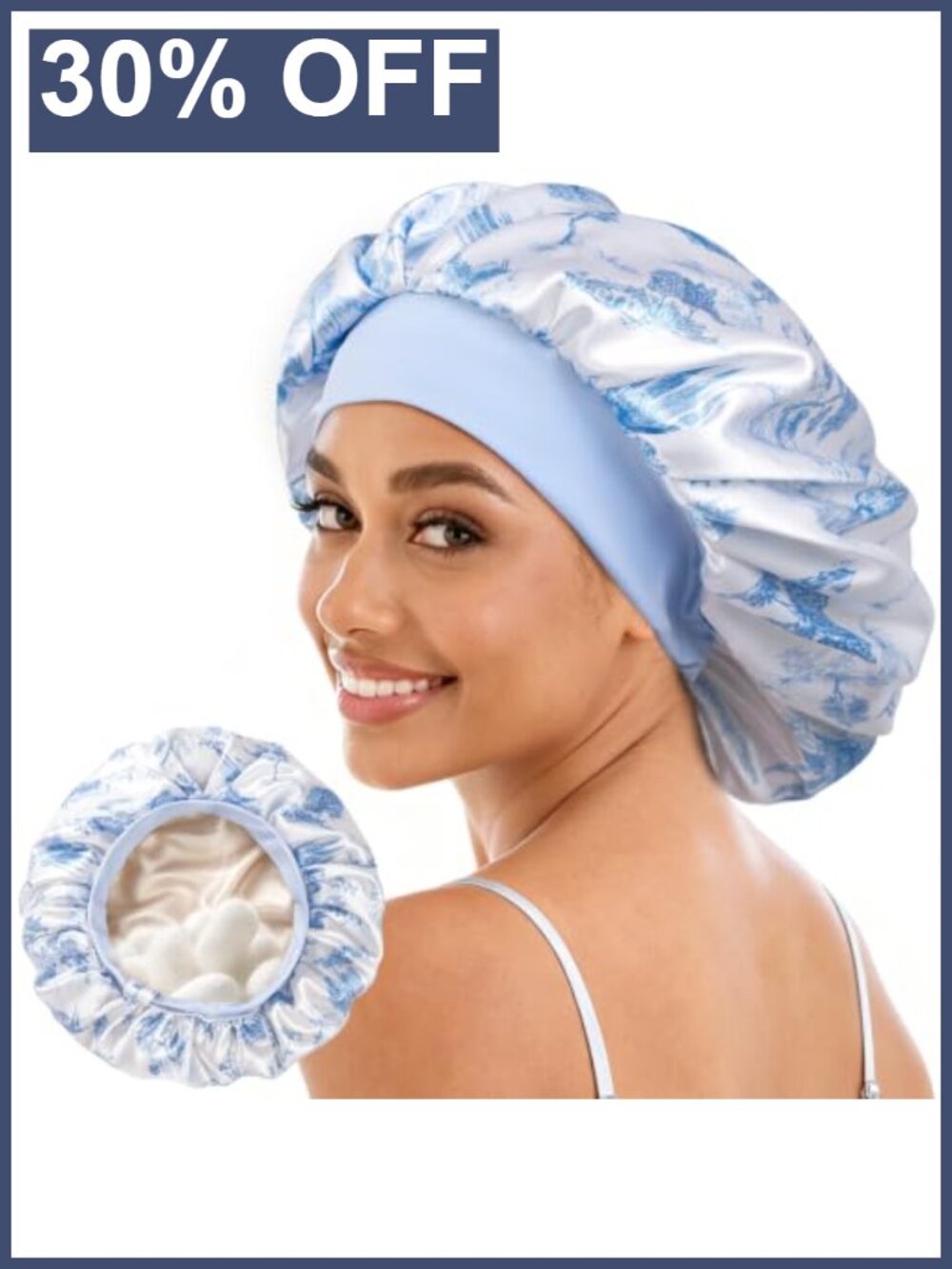22 Momme Mulberry Silk Lined Sleep Bonnet Adjustable Hair Care